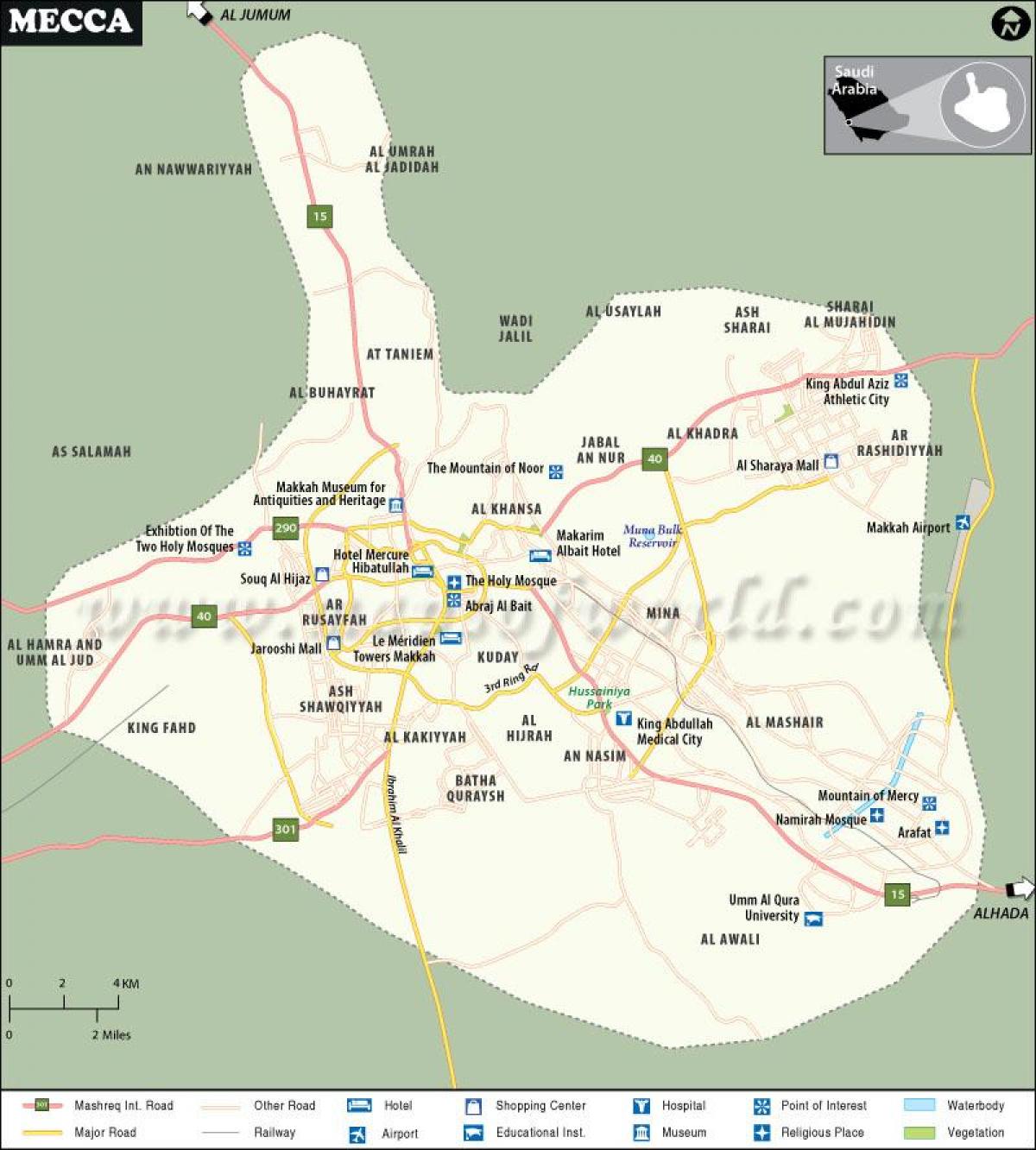 Mecca (Makkah) sights map